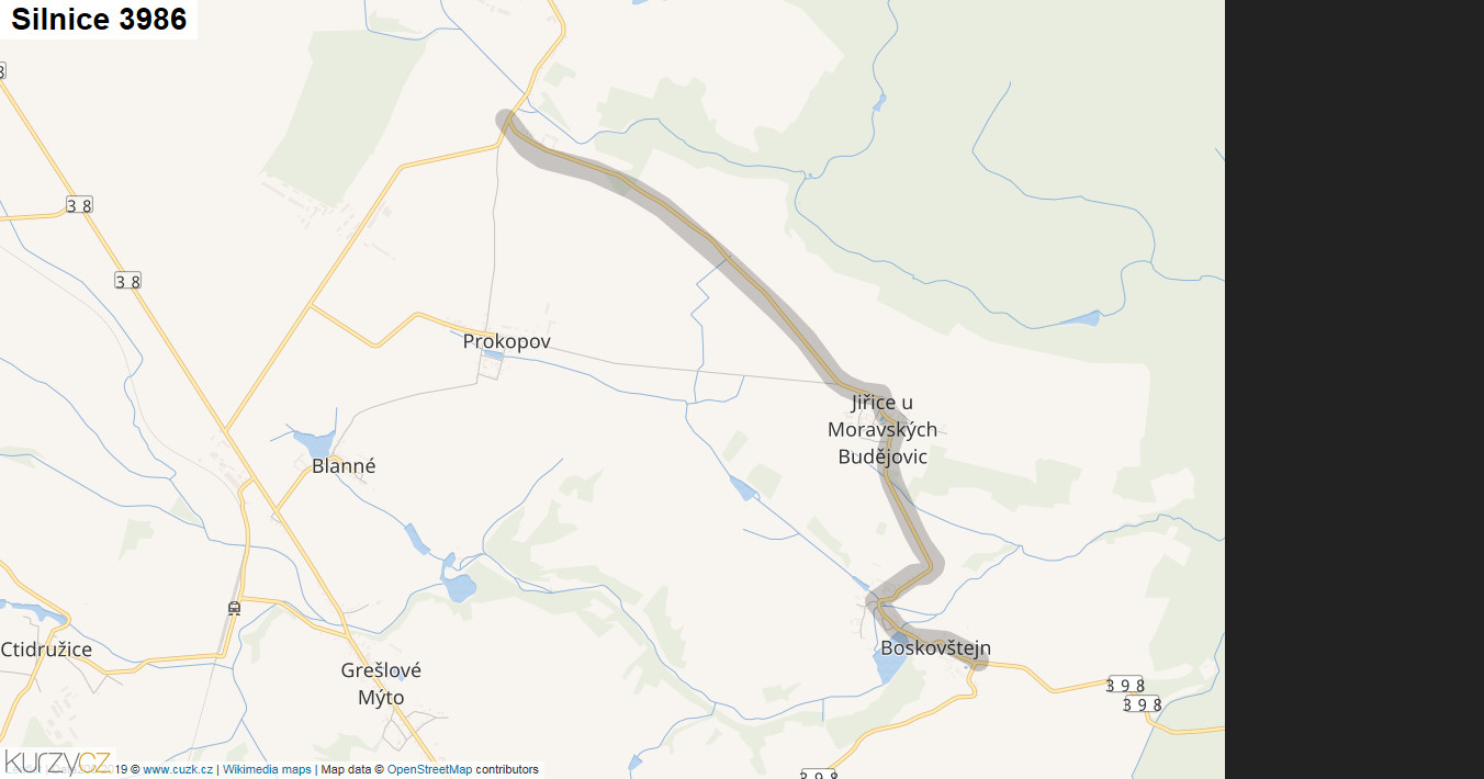 Silnice 3986 - mapa Silnice 3986