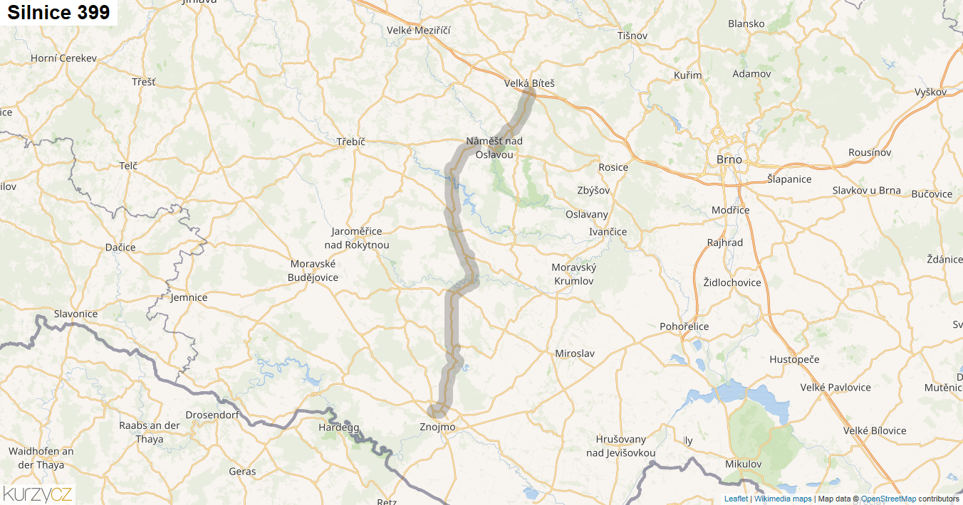 Silnice 399 - mapa Silnice 399