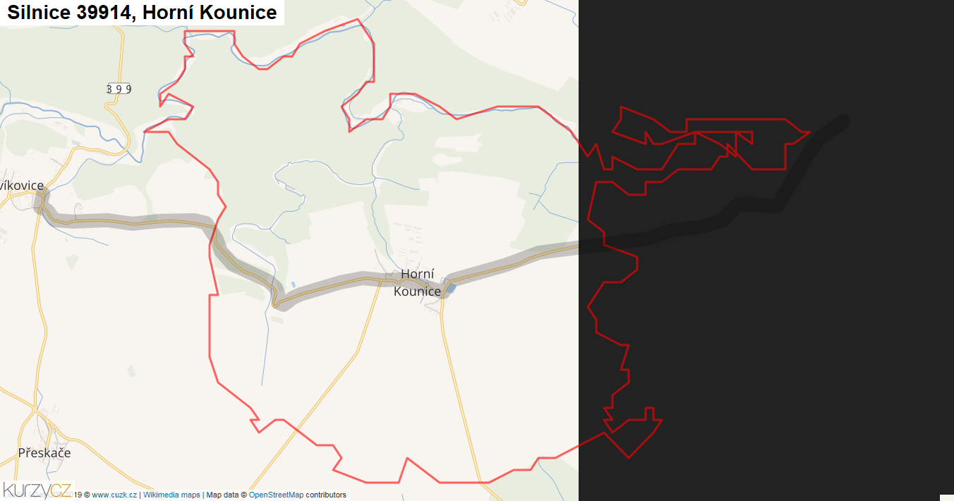 Horní Kounice, Silnice 39914 - Mapa