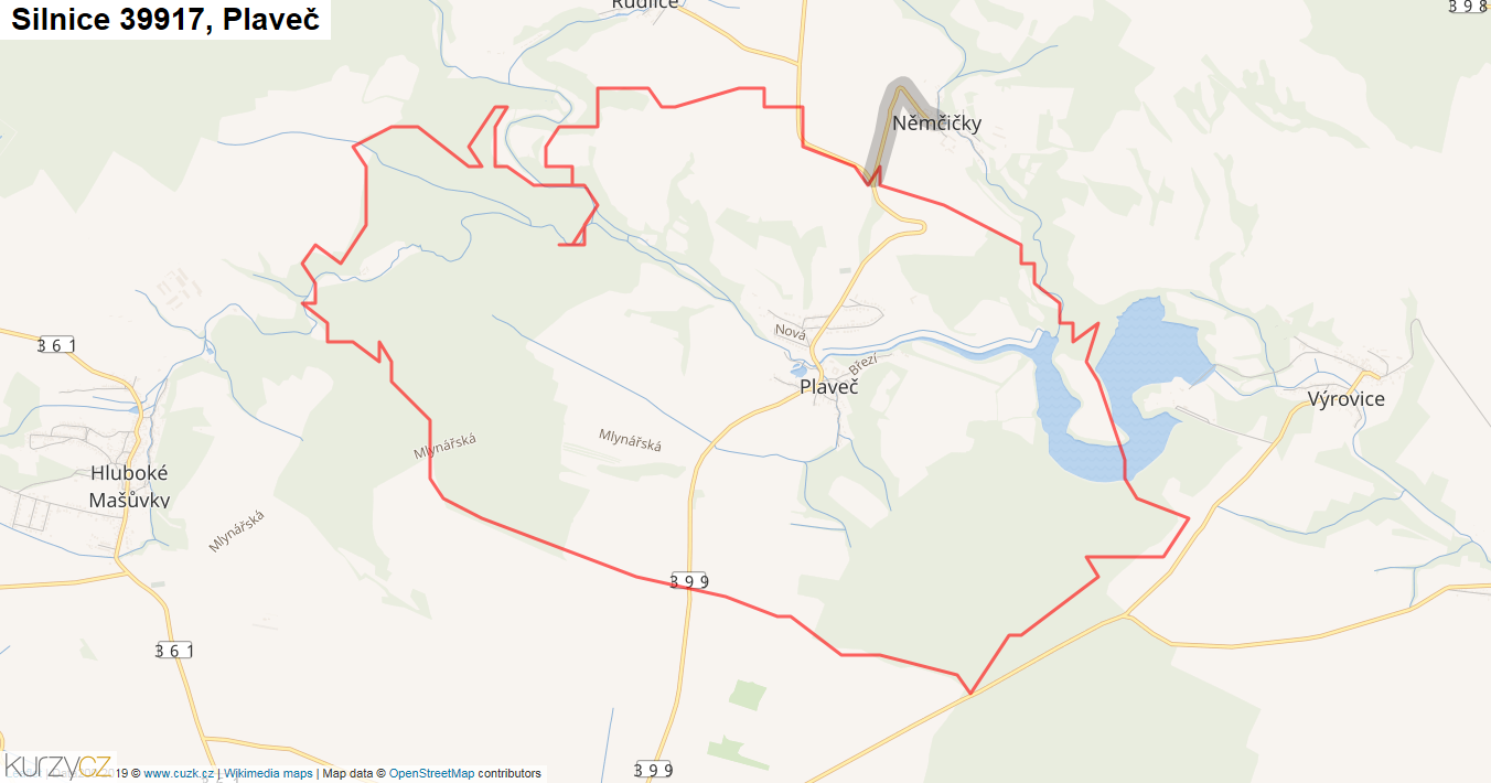 Plaveč, Silnice 39917 - Mapa