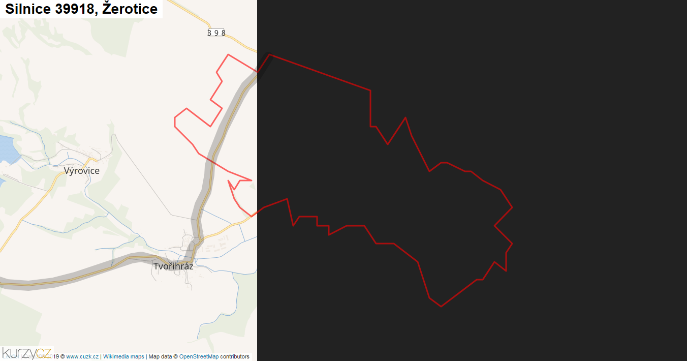 Žerotice, Silnice 39918 - Mapa