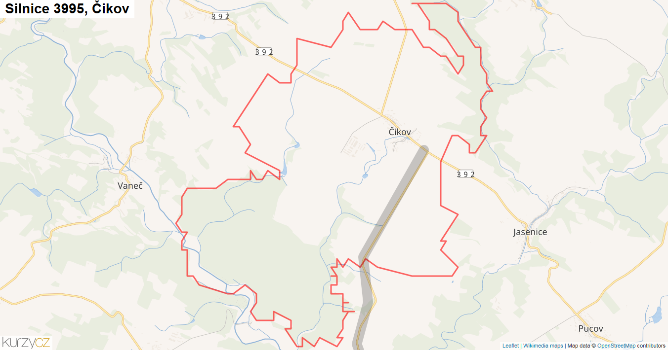 Čikov, Silnice 3995 - Mapa