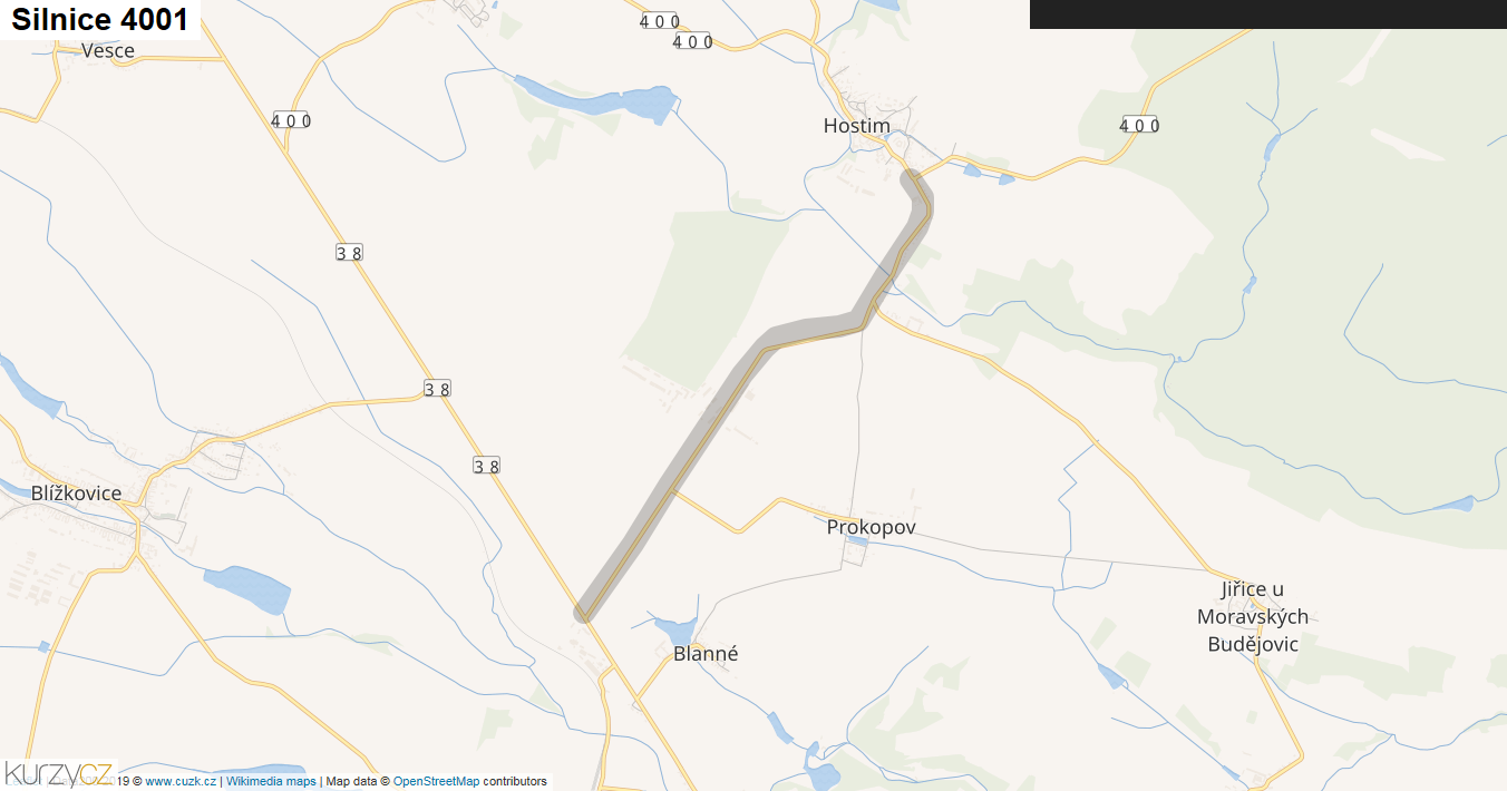 Silnice 4001 - mapa Silnice 4001