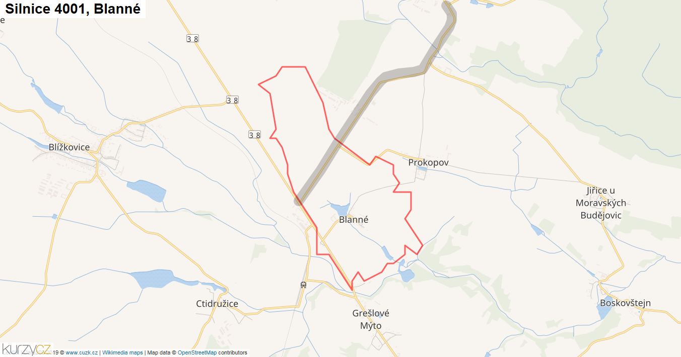 Blanné, Silnice 4001 - Mapa
