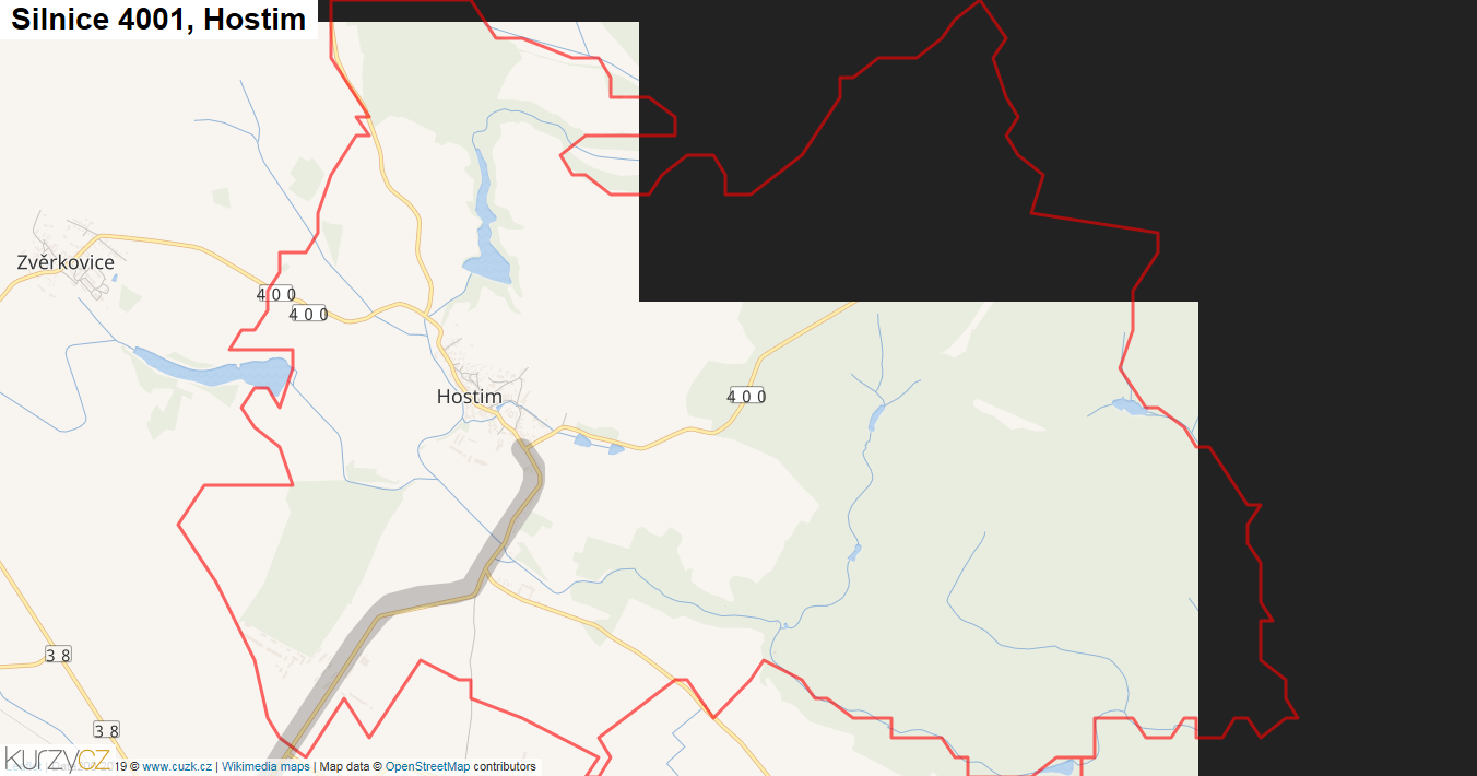 Hostim, Silnice 4001 - Mapa