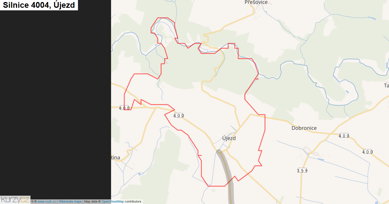 Újezd, Silnice 4004 - Mapa