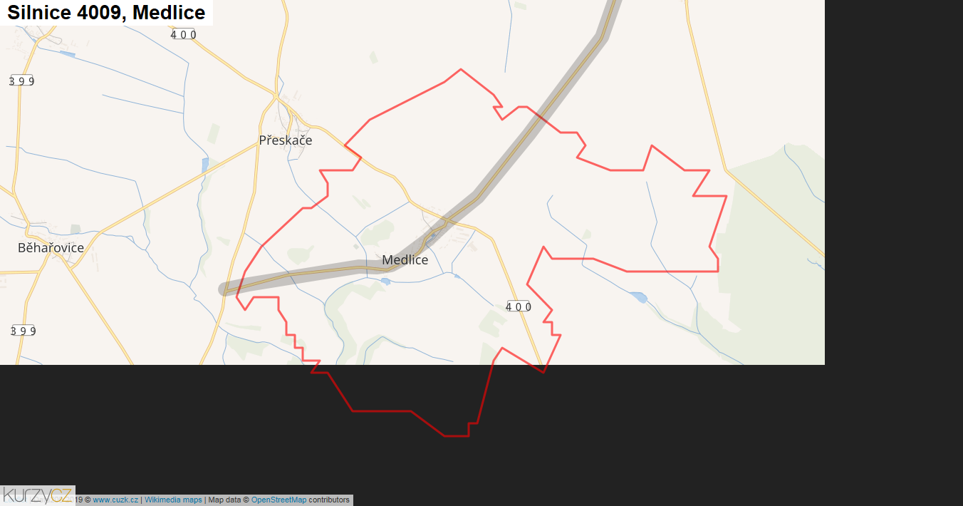 Medlice, Silnice 4009 - Mapa