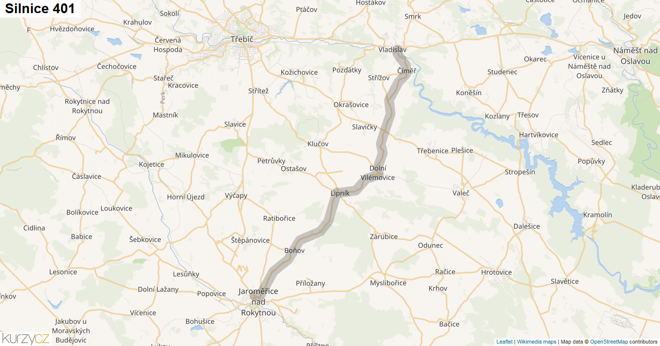 Silnice 401 - mapa Silnice 401