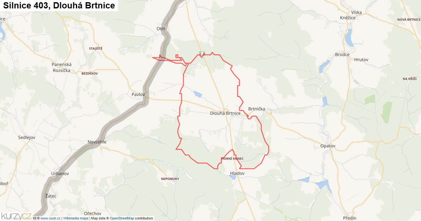 Dlouhá Brtnice, Silnice 403 - Mapa