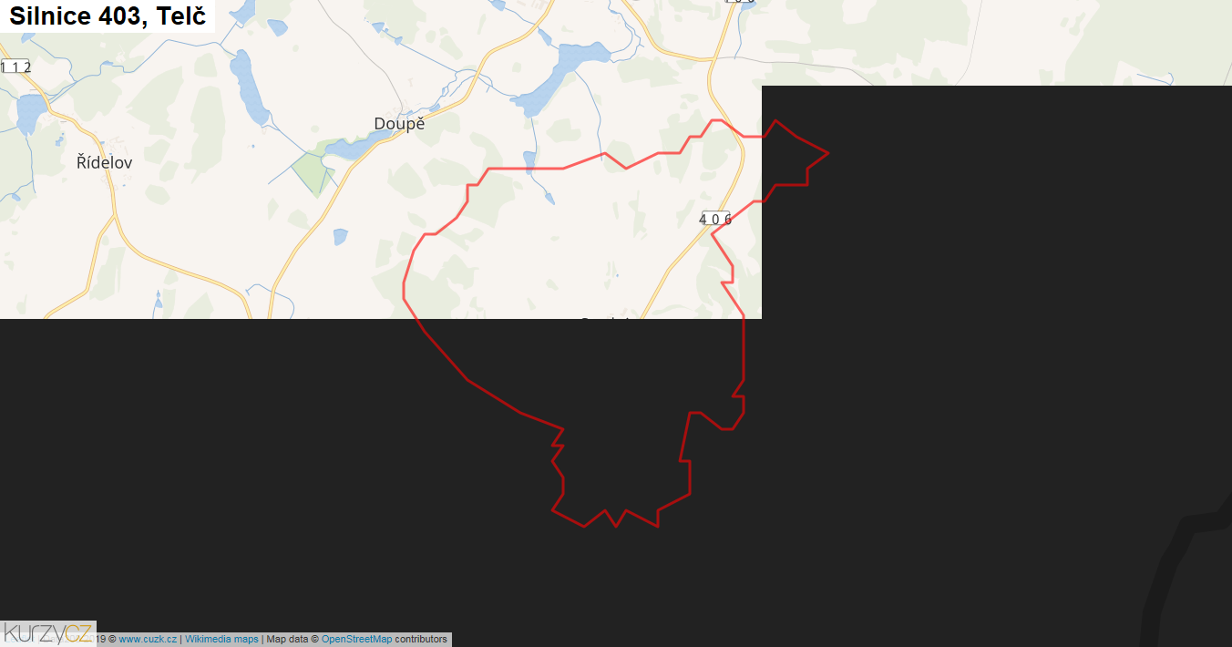 Telč, Silnice 403 - Mapa