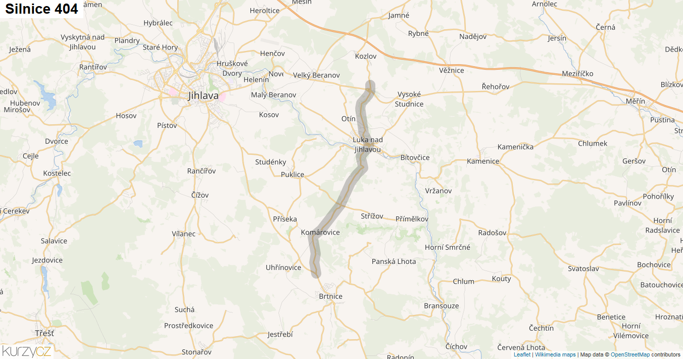 Silnice 404 - mapa Silnice 404
