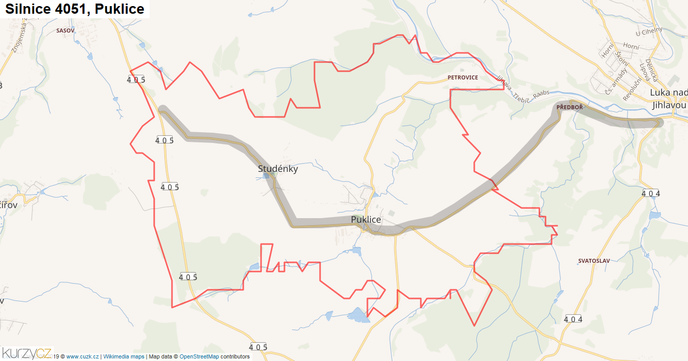 Puklice, Silnice 4051 - Mapa