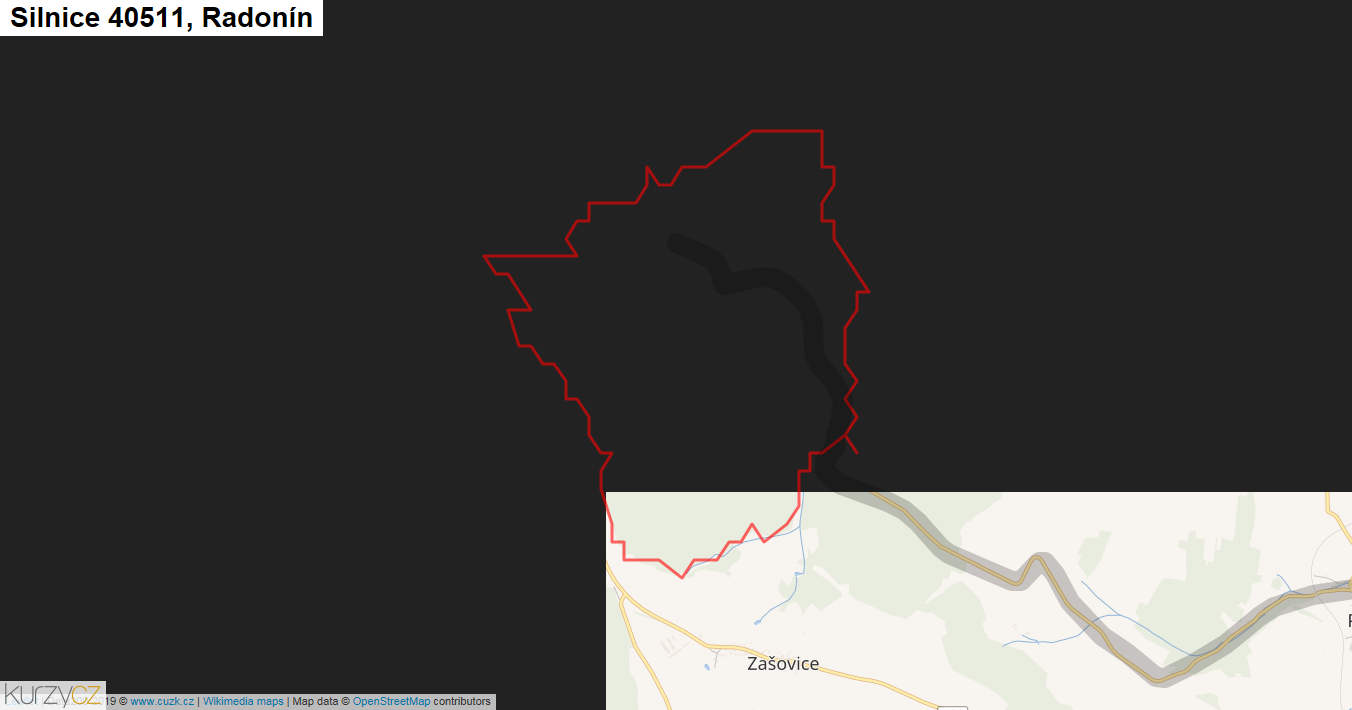 Radonín, Silnice 40511 - Mapa
