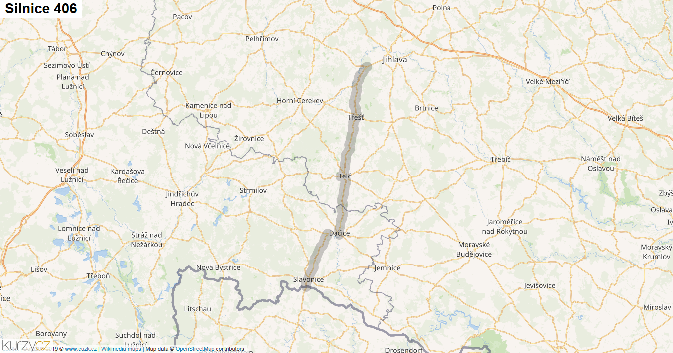 Silnice 406 - mapa Silnice 406