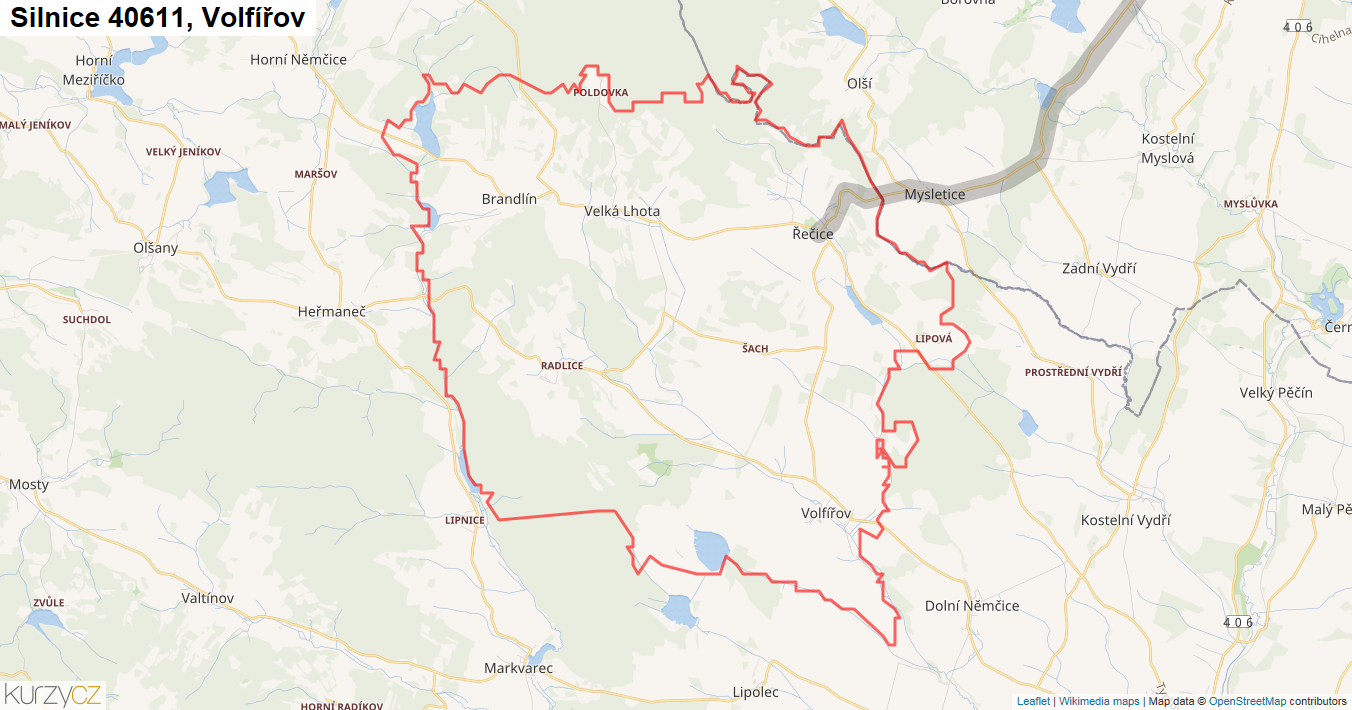 Volfířov, Silnice 40611 - Mapa