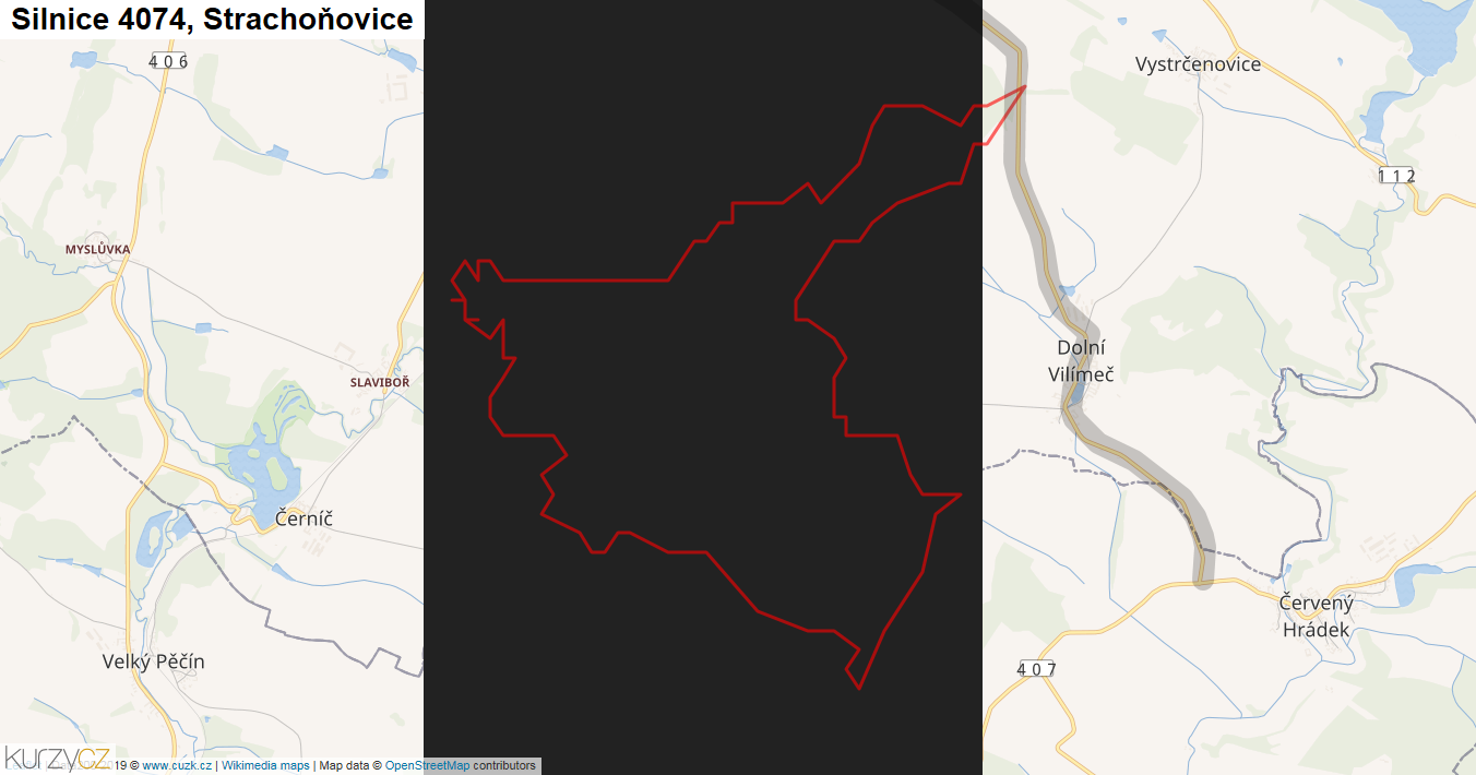 Strachoňovice, Silnice 4074 - Mapa