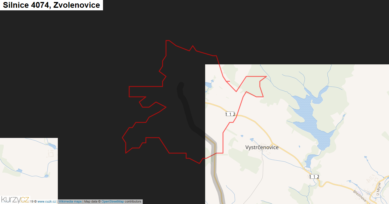 Zvolenovice, Silnice 4074 - Mapa