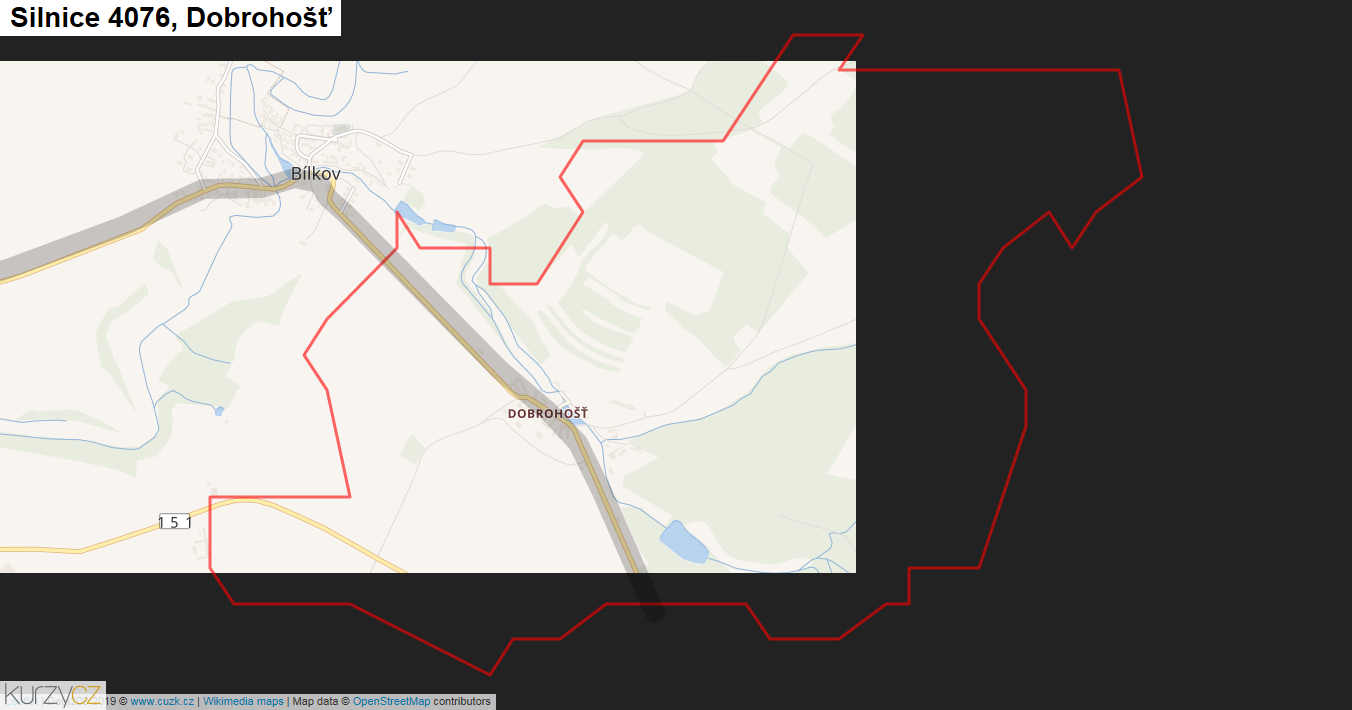 Dobrohošť, Silnice 4076 - Mapa