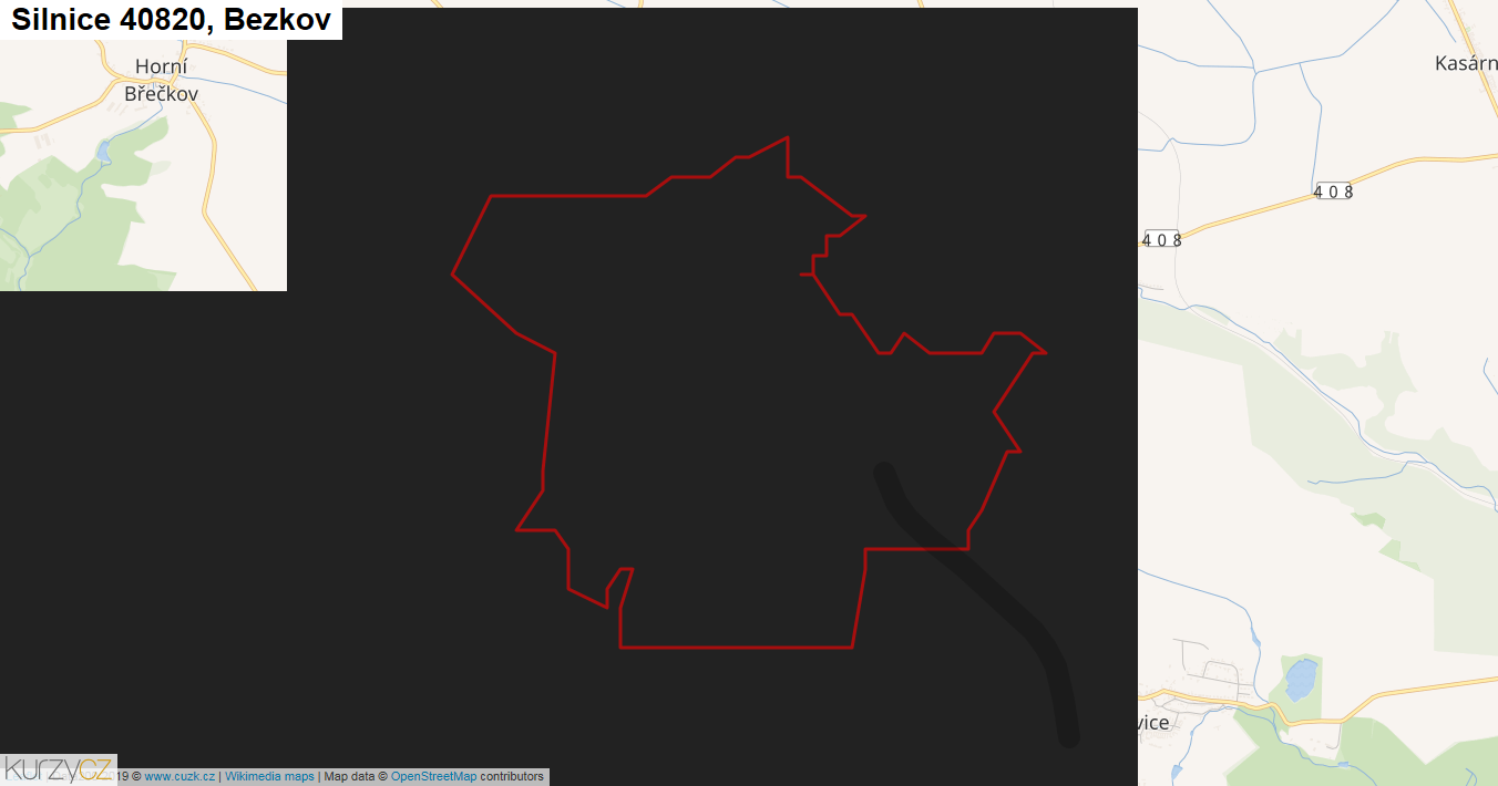 Bezkov, Silnice 40820 - Mapa