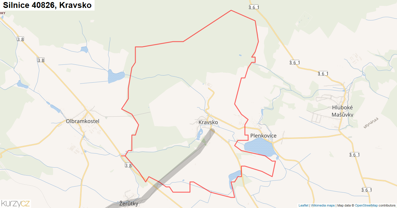 Kravsko, Silnice 40826 - Mapa