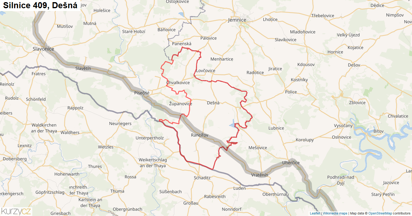 Dešná, Silnice 409 - Mapa