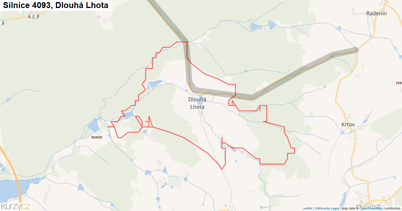Dlouhá Lhota, Silnice 4093 - Mapa