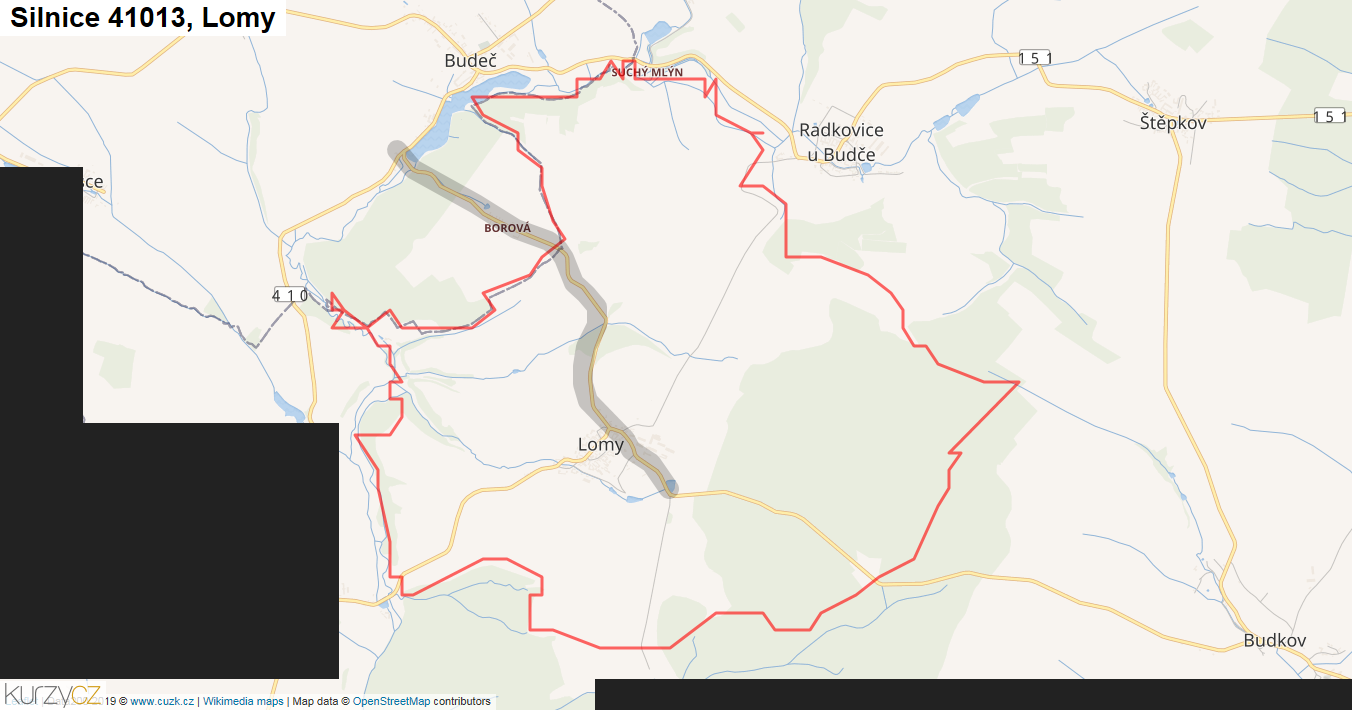 Lomy, Silnice 41013 - Mapa