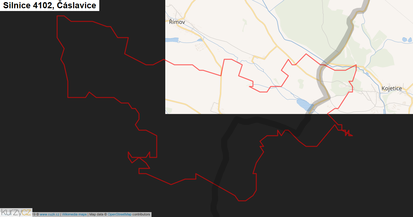 Čáslavice, Silnice 4102 - Mapa