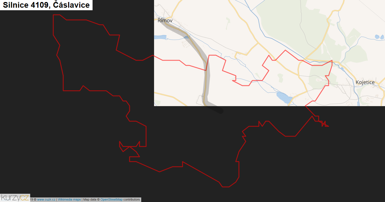 Čáslavice, Silnice 4109 - Mapa
