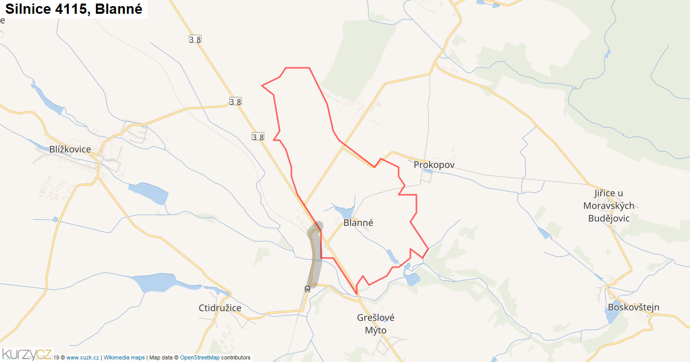 Blanné, Silnice 4115 - Mapa