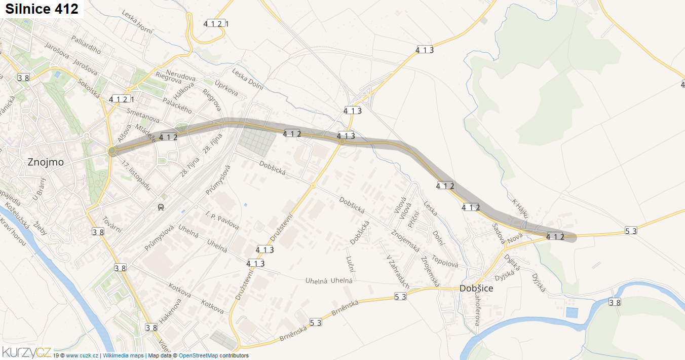 Silnice 412 - mapa Silnice 412