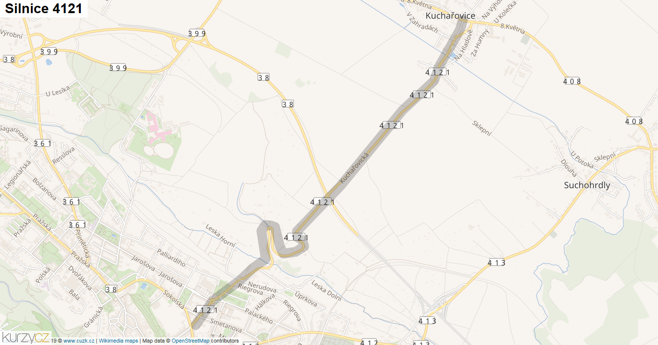 Silnice 4121 - mapa Silnice 4121