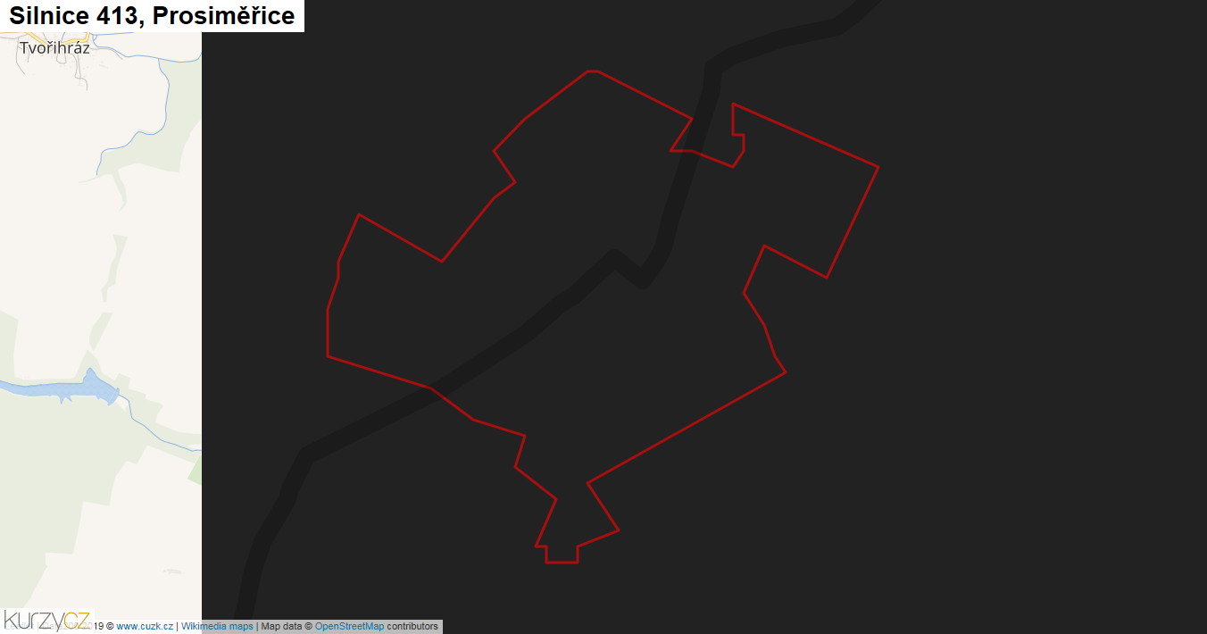 Prosiměřice, Silnice 413 - Mapa