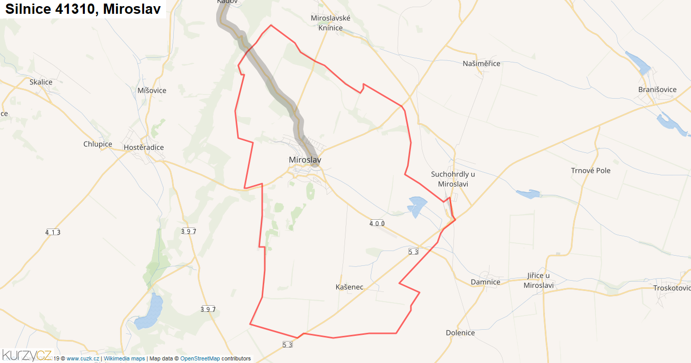 Miroslav, Silnice 41310 - Mapa