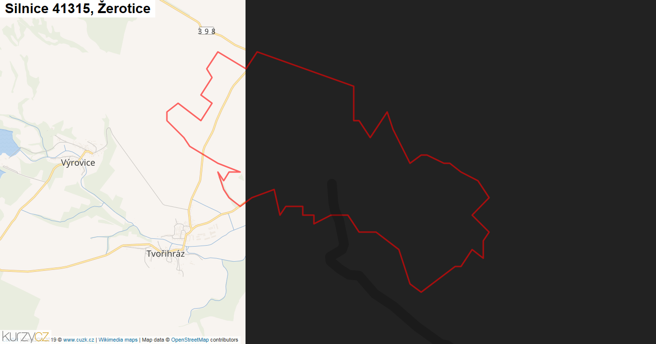 Žerotice, Silnice 41315 - Mapa