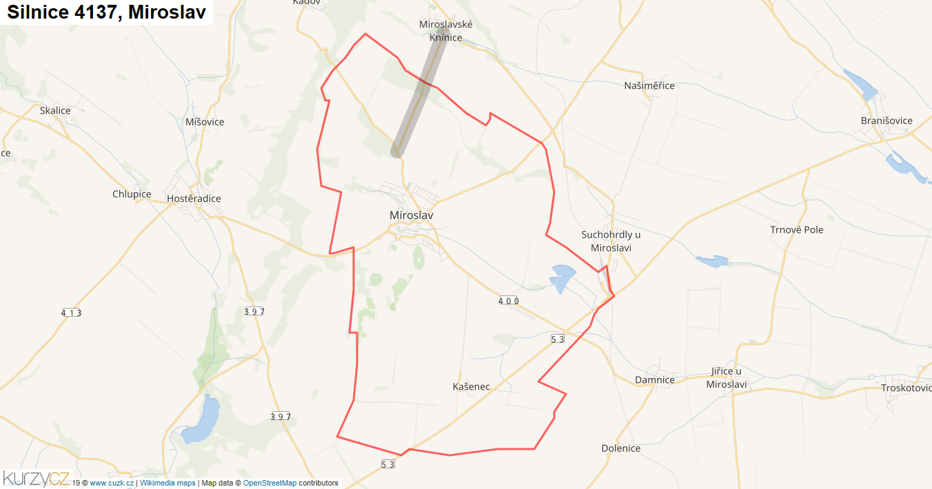 Miroslav, Silnice 4137 - Mapa