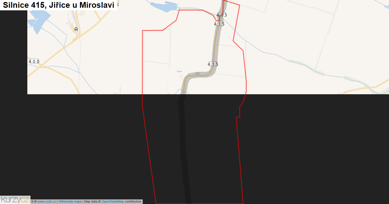 Jiřice u Miroslavi, Silnice 415 - Mapa