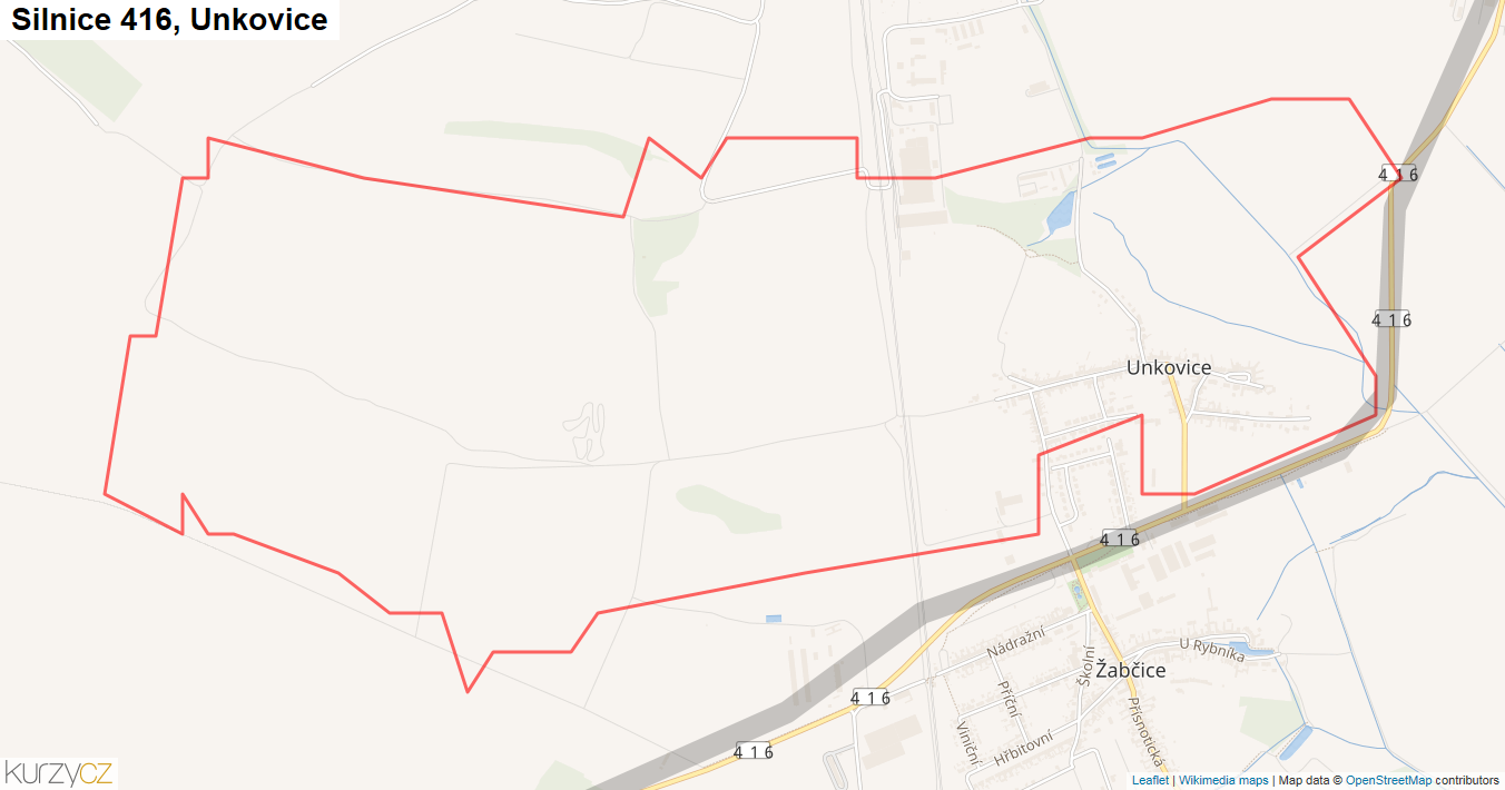 Unkovice, Silnice 416 - Mapa
