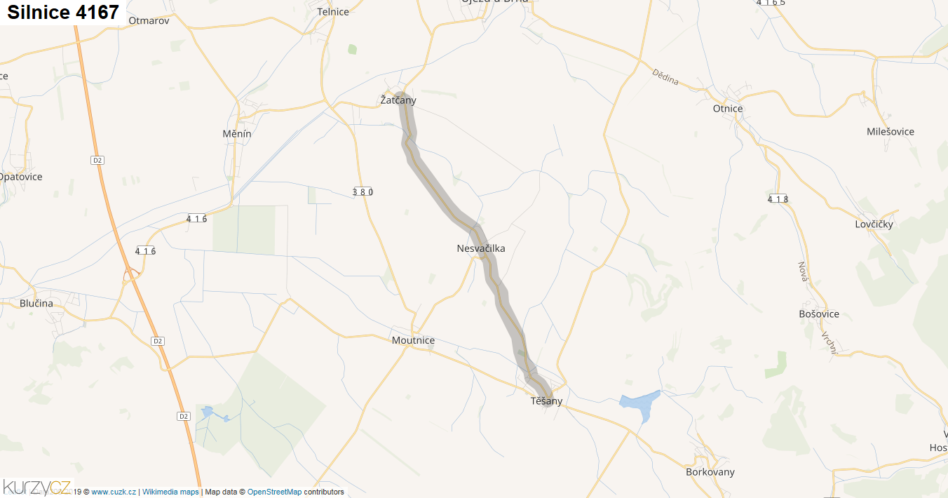Silnice 4167 - mapa Silnice 4167