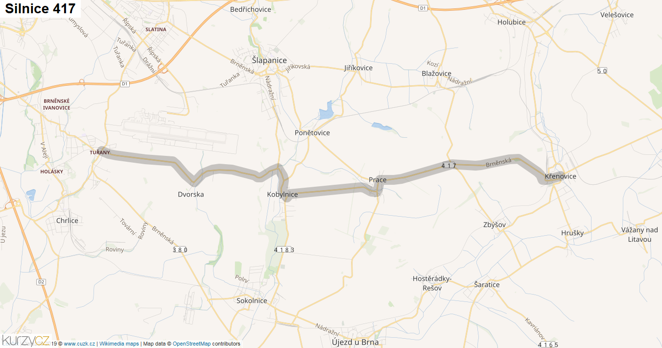 Silnice 417 - mapa Silnice 417