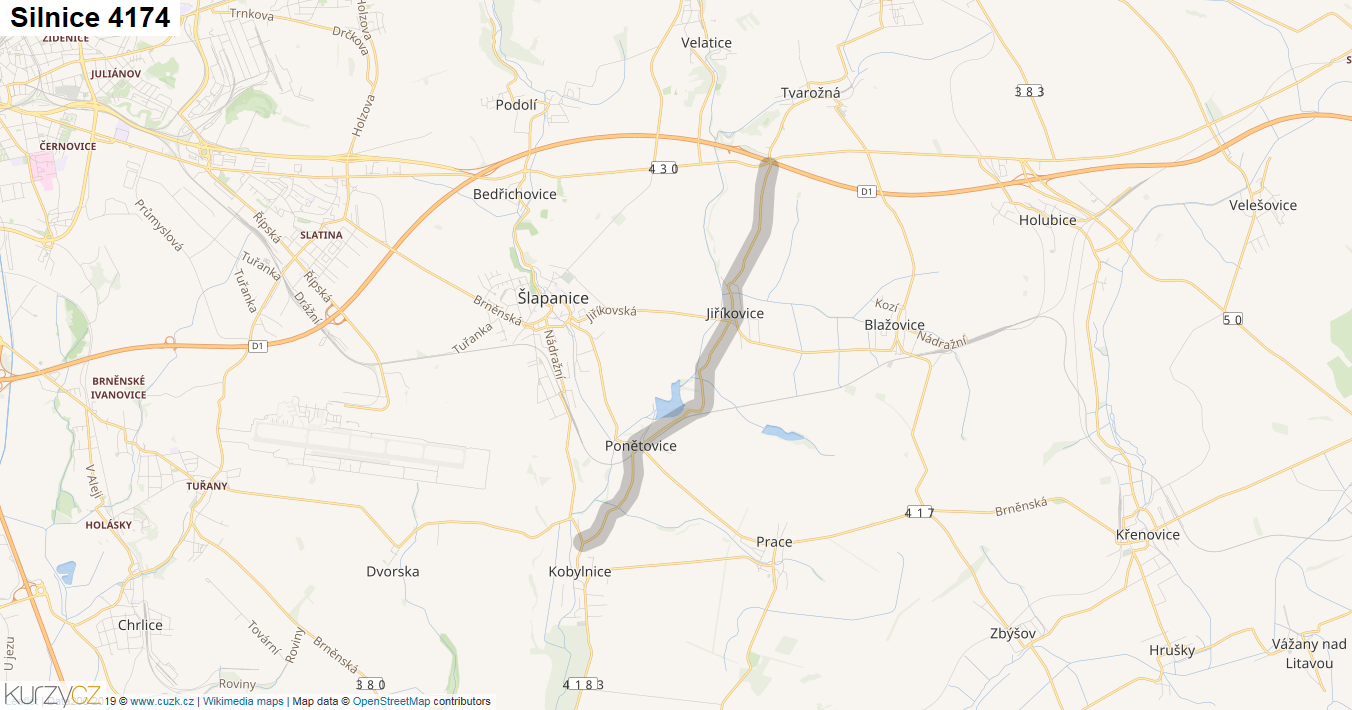 Silnice 4174 - mapa Silnice 4174