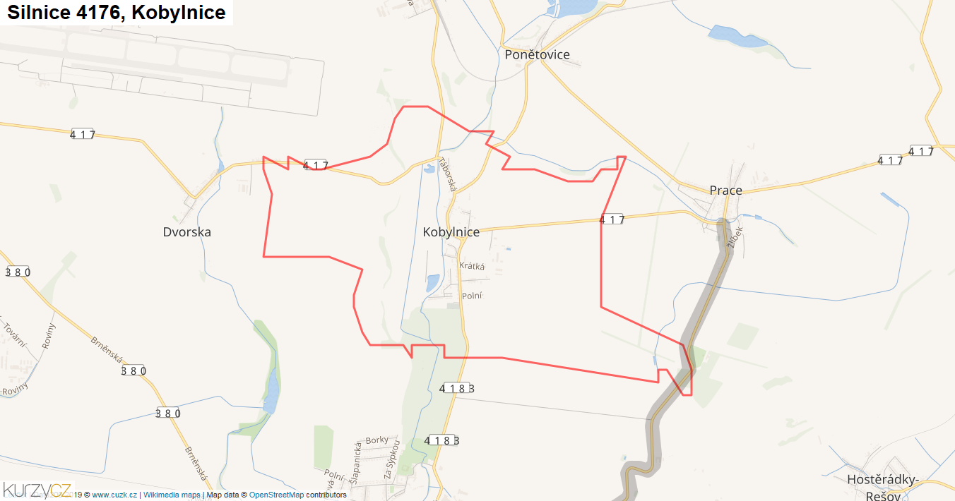 Kobylnice, Silnice 4176 - Mapa