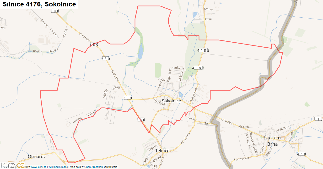 Sokolnice, Silnice 4176 - Mapa