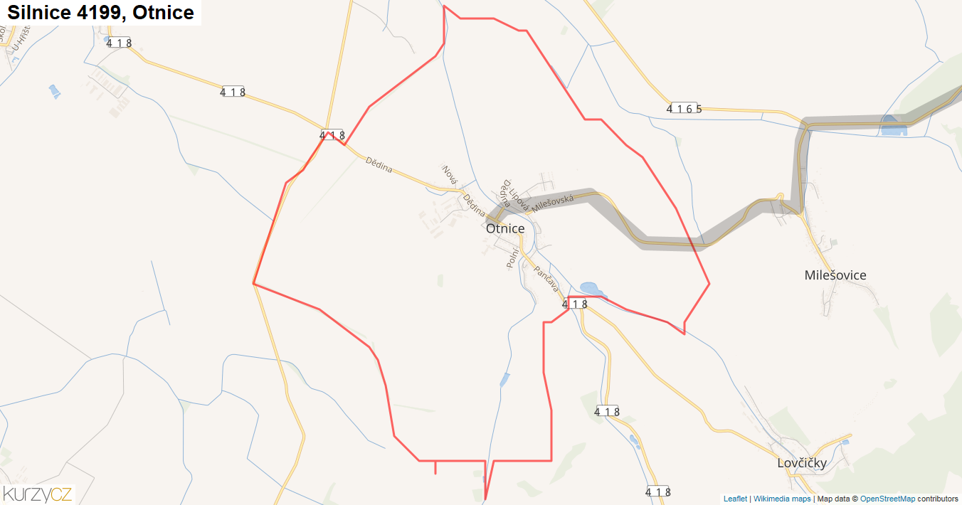 Otnice, Silnice 4199 - Mapa