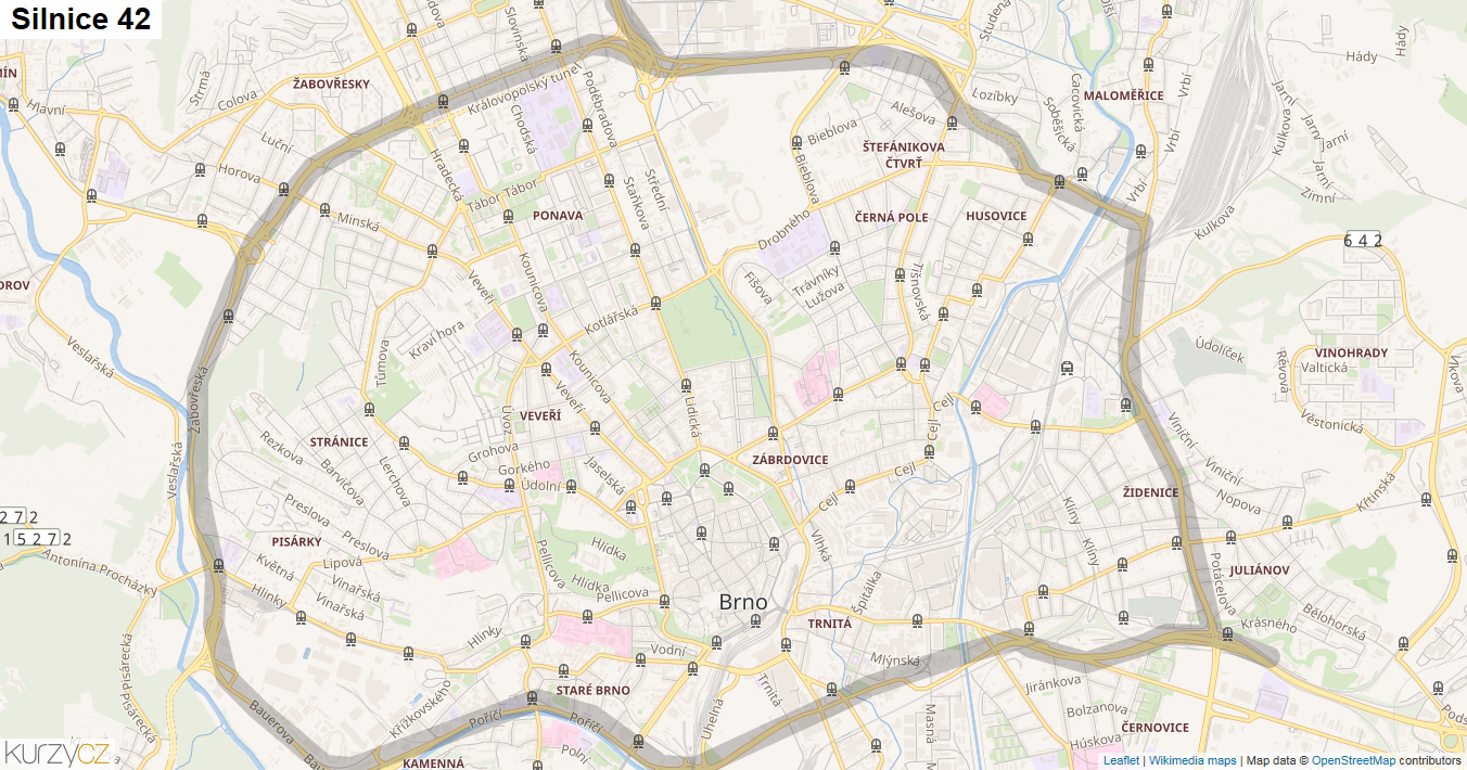 Silnice 42 - mapa Silnice 42