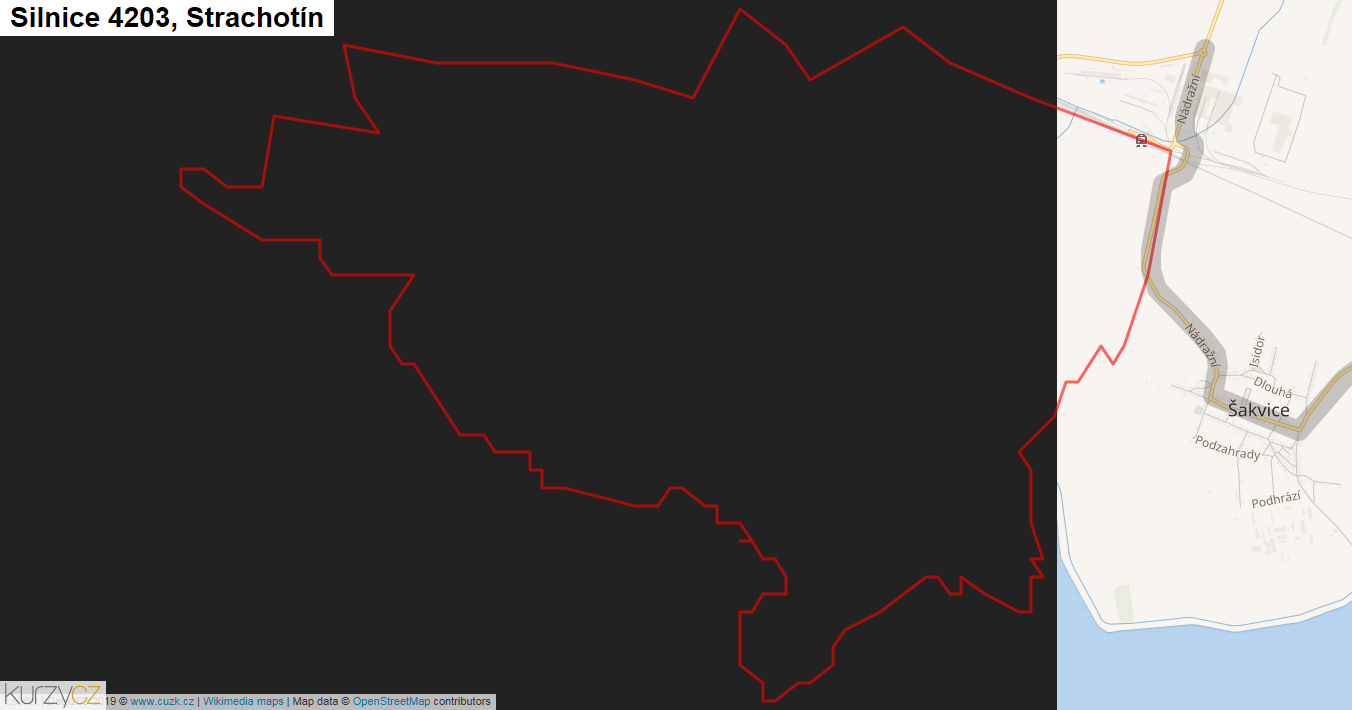 Strachotín, Silnice 4203 - Mapa