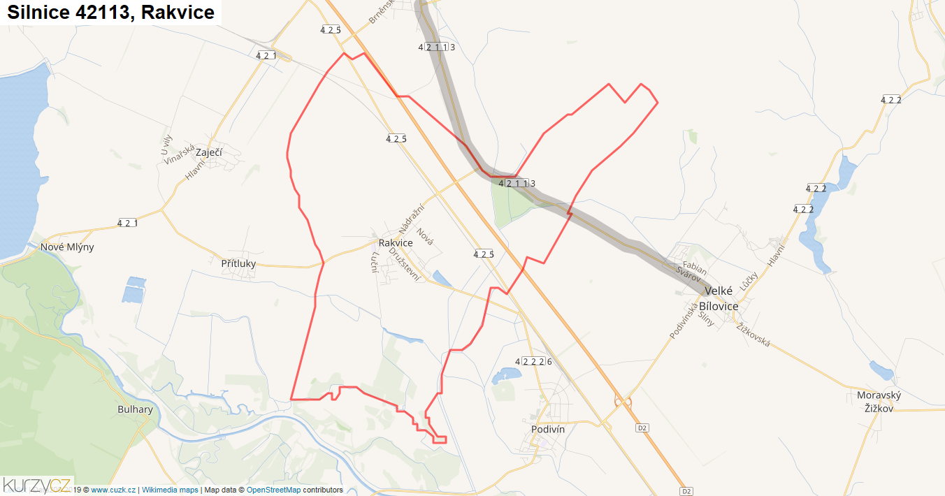 Rakvice, Silnice 42113 - Mapa