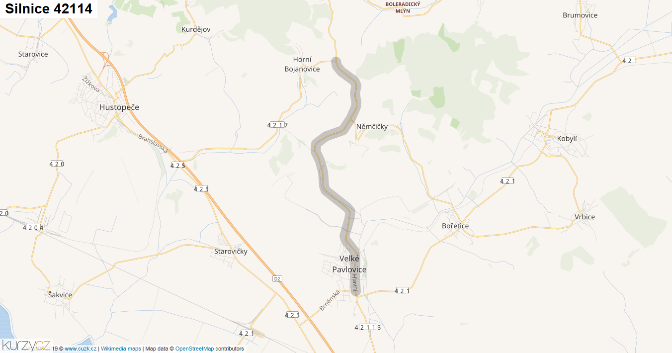 Silnice 42114 - mapa Silnice 42114
