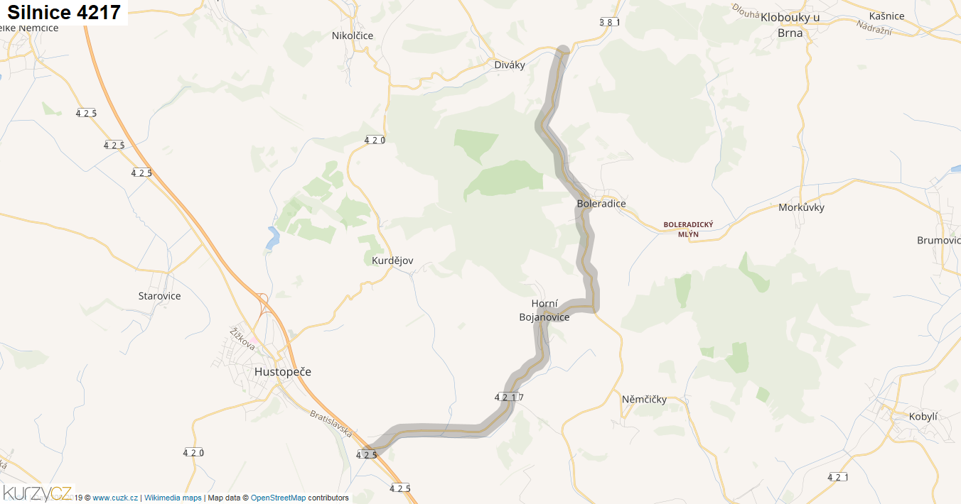 Silnice 4217 - mapa Silnice 4217