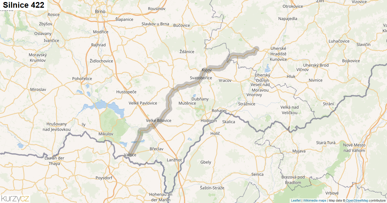 Silnice 422 - mapa Silnice 422